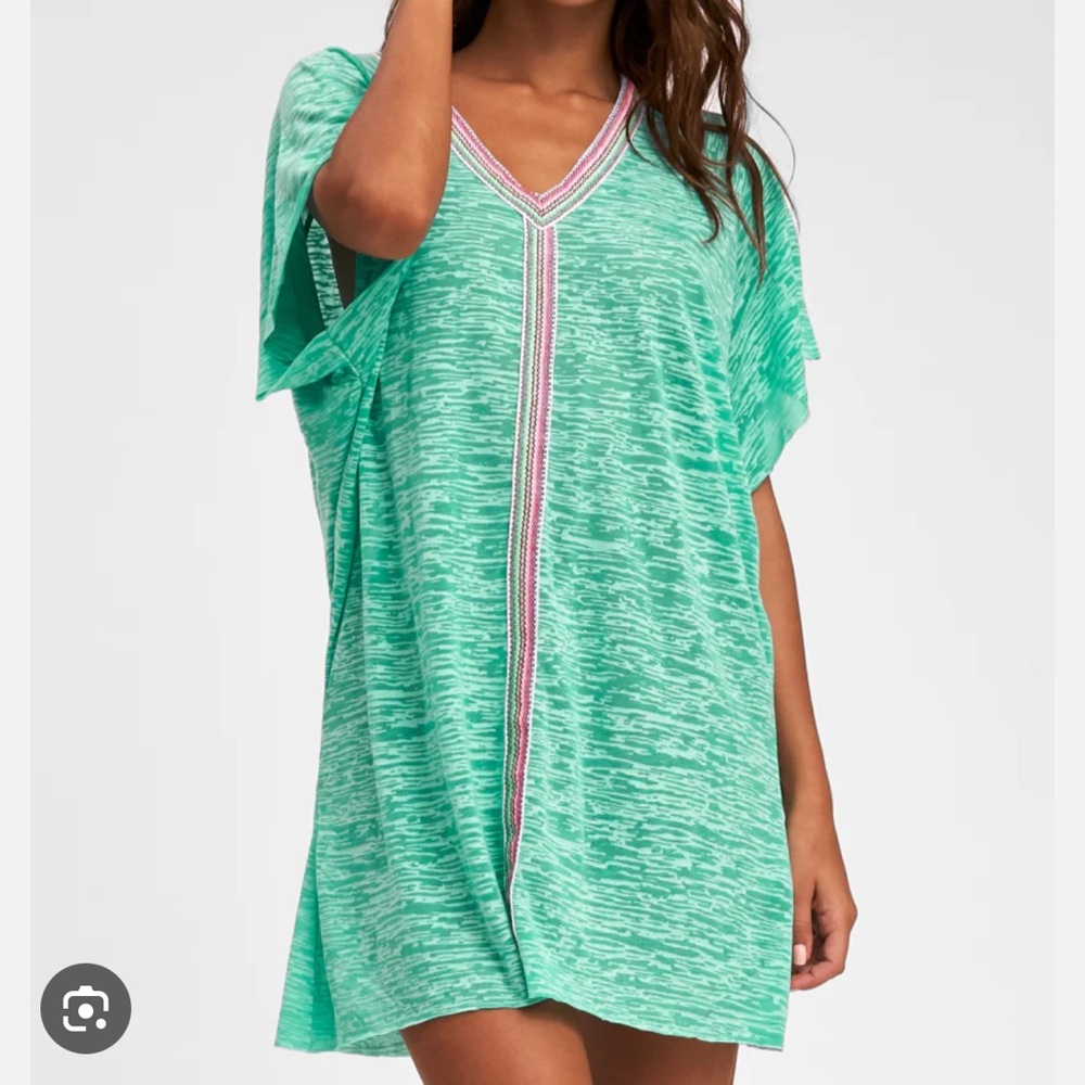 Pitusa Mint Green Swim Cover-Up with Pink Trim